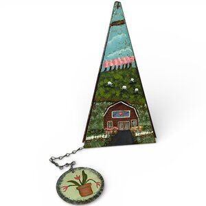 Vintage Hand painted Outdoor Wind Chime Metal Farmhouse Country